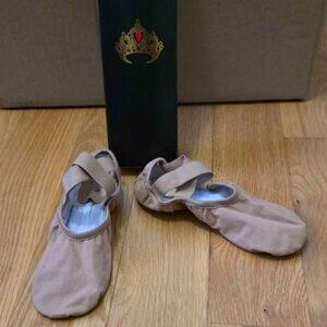 Girls Canvas Nylon Spandex Insert Split Sole Ballet Shoes, Size 2